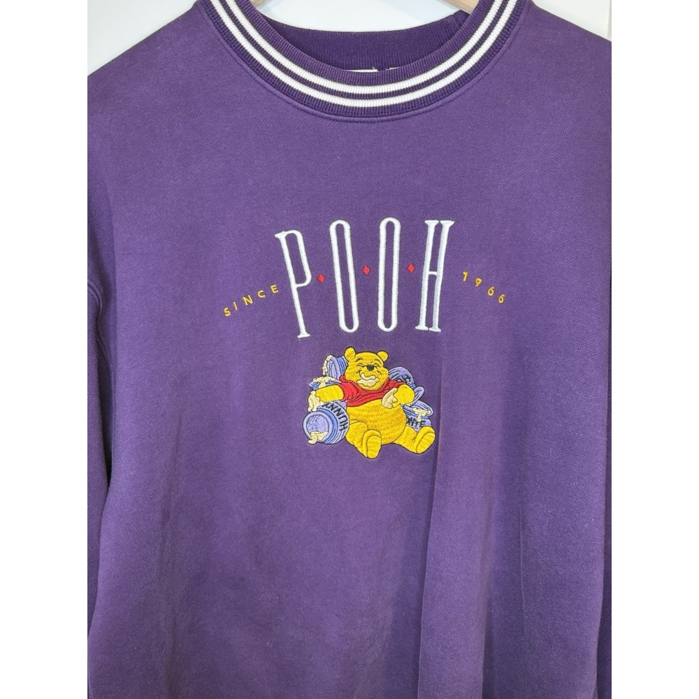 Disney 90's Vintage Winnie The Pooh Wmn Sz Medium Crewneck Purple Embroidered - Picture 2 of 11